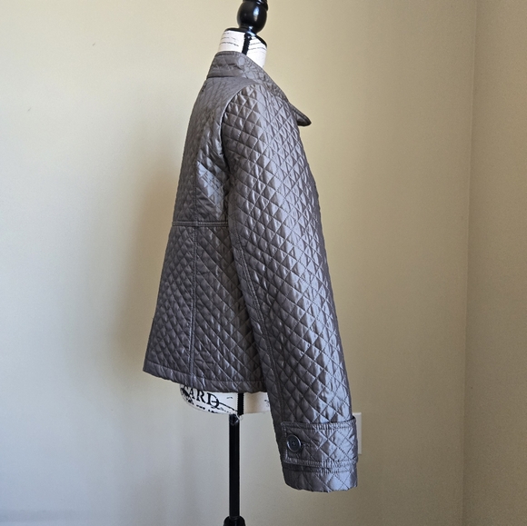 Elena Solano quilted jacket gray metallic button front womens M - Picture 3 of 11